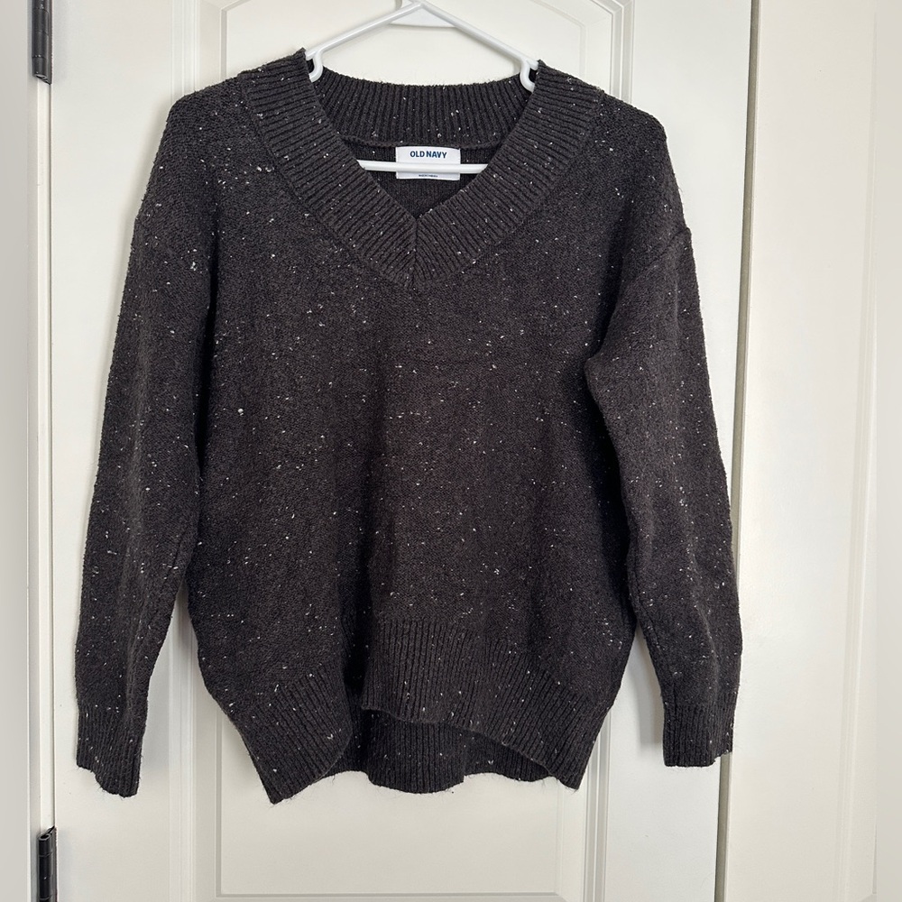 Old Navy Women's Black V-neck Speckled Sweater Size S